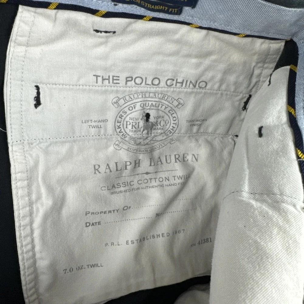 Polo Ralph Lauren Mens Navy Blue Classic Cotton Twill Chino Pants  fits 38*24